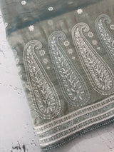 Designer tissue georgette-Organza sarees with blouse MS14927 Muted BluishGrey
