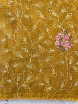Soft kota checks saree with embroidery - MS7676 MustardYellow
