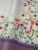 Handworked floral digital printed tissue Linen Saree MS14775 (4)