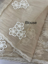 Crush Tissue Organza saree with embroidery - MS14799 Beige