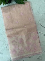 Khadi supernet saree with net applique borders MSH208 PastelPink