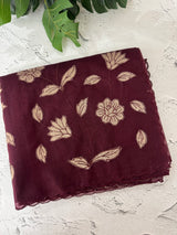 Soft Organza saree with tissue applqiue work - MSH989 Wine