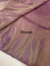 Georgette - Organza saree with thread work MS349 Mauve