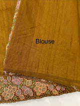 Blended tussar saree with cutwork border- MSHK695 SpicyMymustard