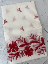 Premium Kota Supernet Applique work saree with blouse MSL456 - White to Red
