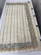 Mul chanderi saree with embriodery & zari lines MSH272