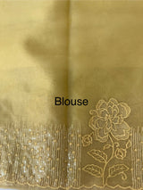 Semi Organza saree with applique and sequence borders - MCW699 DustyYellow