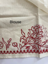 Mul chanderi embriodery saree MSH301 - Offwhite to Red (1)