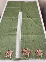 Blended tussar silk saree with embroidery- MS1072 DuskyGreen