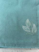 Kota checks saree with embroidery - MS7679 LightBlue