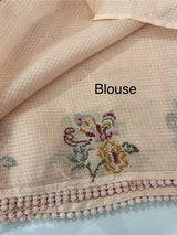 Silky kota saree with cross stitch embroidery MS9832 PastelPeach
