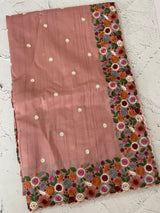 Blended tussar saree with embriodery - MSH6790 DuskyPeach