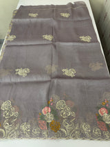 Designer organza-tissue silk blend saree with embroidery MSHW431