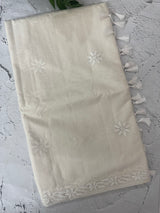 Mul chanderi chikankari embriodery saree MSH291 (2) Offwhite