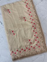 Soft crepe tussar silk saree with embroidery and cutwork MSH207
