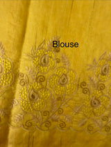 Crushed Matka Blended Tussar silk saree with embroidery MS4890 - Mustard