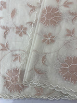 Mul chanderi tissue applique work saree MSH139 (1)- Offwhite