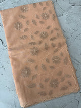 Moonga Kota checks saree with applique work MMC457 Peach