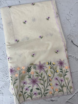 Mul chanderi embriodery saree with scalloped borders MSH176