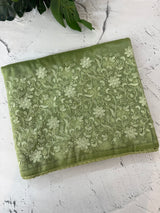 Glass tissue organza saree with embroidery MSF121 DustyGreen (1)