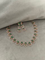 Miriyam CZ rosegold necklace Set- White & Green stones