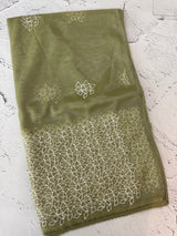 Glass tissue organza saree with embroidery MSF122 DustyGreen
