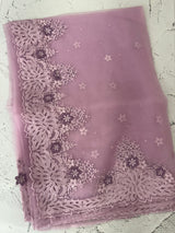 Cutwork Glass organza saree with Blouse MOS453 Lavender