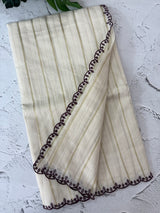Mul chanderi cotton saree with scalloped borders - MNM131 Purple
