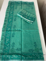 Supernet kota saree with crochet borders MS6777- Green