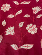 Organza saree with tissue applqiue work - MSH989 DeepRed