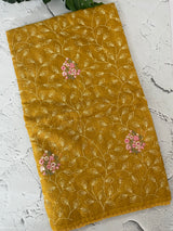 Soft kota checks saree with embroidery - MS7676 MustardYellow