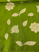 Organza saree with tissue applqiue work - MSH989 LeafGreen