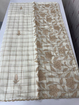 Checks Mul chanderi saree with tissue applique work MSH258(2)- Offwhite and Copper