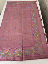 Cutwork Raw silk saree MSH228 DustyOnion