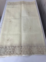 Viscose Organza saree with applique work-MSH101 Ivory