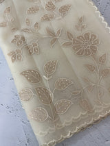 Viscose Organza saree with applique work -MSH230 Offwhite