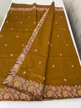 Blended tussar saree with cutwork border- MSHK695 SpicyMymustard