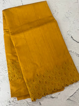 Crushed Matka Blended Tussar silk saree with cutwork borders MS4890 Mustard
