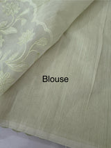 Khadi supernet saree with net applique borders MSH208 PastelGreen