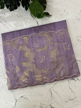 Blended tussar saree with organza applique applique borders MTSS452 Lavender