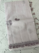 Premium Moonga checks saree with Hand Chikankari work MSH246 Lavender