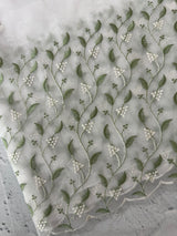 Glass tissue organza saree with embroidery MSF132 White to Green