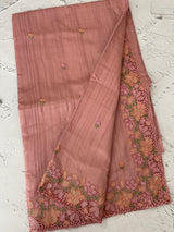 Blended tussar saree with cutwork border- MSHK695