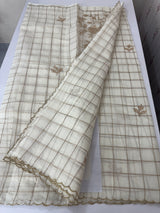 Checks Mul chanderi saree with tissue applique work MSH258(1)- Offwhite and Copper