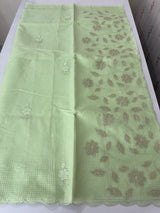 Moonga Kota checks saree with applique work MMC457 PistaGreen