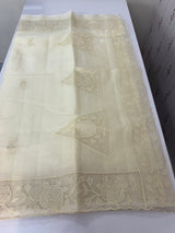 Viscose Organza saree with applique work-MSH101 Ivory