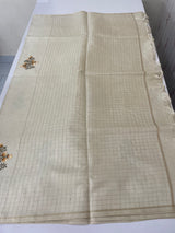 Blended tussar saree with embriodery - MS8667 PearlCream