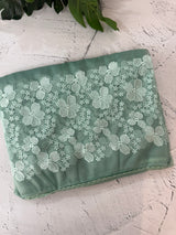 Glass tissue organza saree with embroidery MSF121 DustyBlueGreen (2)