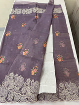 Soft crush Organza saree with embroidery and applique work MS14764 DustyMauve