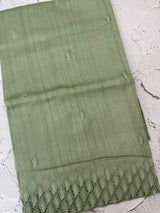 Semi tussar saree with cutwork MSHK566 DustyGreen